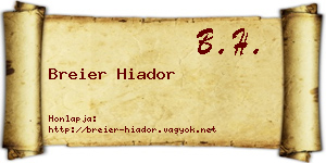 Breier Hiador névjegykártya